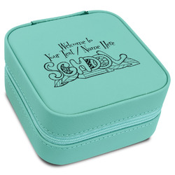 Welcome to School Travel Jewelry Box - Teal Leather (Personalized)