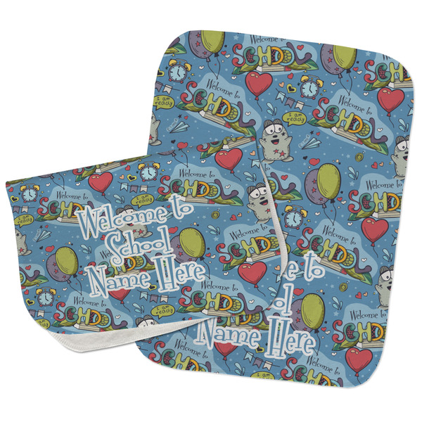 Welcome to School Two Rectangle Burp Cloths - Open & Folded