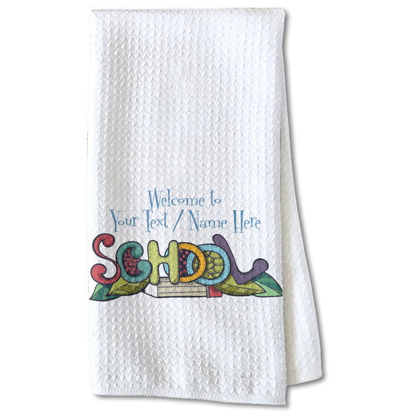 Custom Welcome to School Kitchen Towel - Waffle Weave - Partial Print (Personalized)
