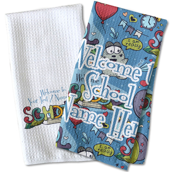 Welcome to School Waffle Weave Towels - Two Print Styles