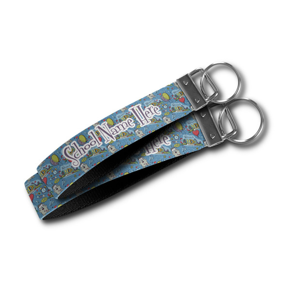 Welcome to School Webbing Keychain FOBs - Size Comparison