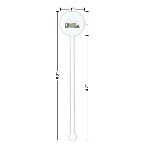 Welcome to School White Plastic 5.5" Stir Stick - Round - Dimensions
