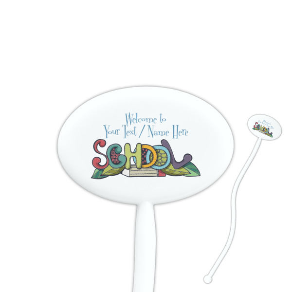 Custom Welcome to School 7" Oval Plastic Stir Sticks - White - Double Sided (Personalized)