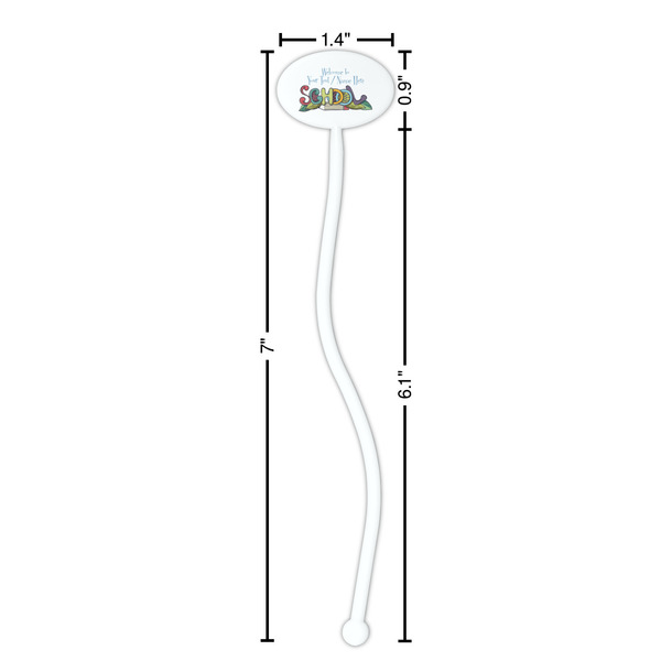 Welcome to School White Plastic 7" Stir Stick - Oval - Dimensions