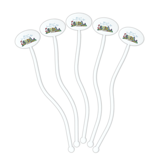 Welcome to School White Plastic 7" Stir Stick - Oval - Fan