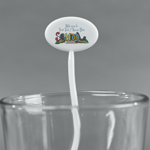 Welcome to School White Plastic 7" Stir Stick - Oval - Main