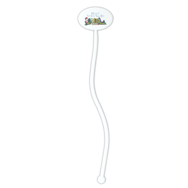 Welcome to School White Plastic 7" Stir Stick - Oval - Single Stick
