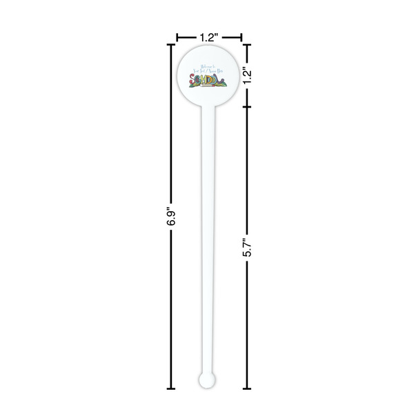 Welcome to School White Plastic 7" Stir Stick - Round - Dimensions