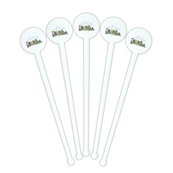 Welcome to School White Plastic 7" Stir Stick - Round - Fan View