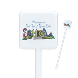 Welcome to School Square Plastic Stir Sticks - Single Sided (Personalized)