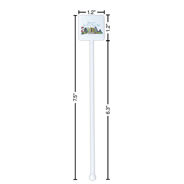 Welcome to School White Plastic Stir Stick - Square - Dimensions