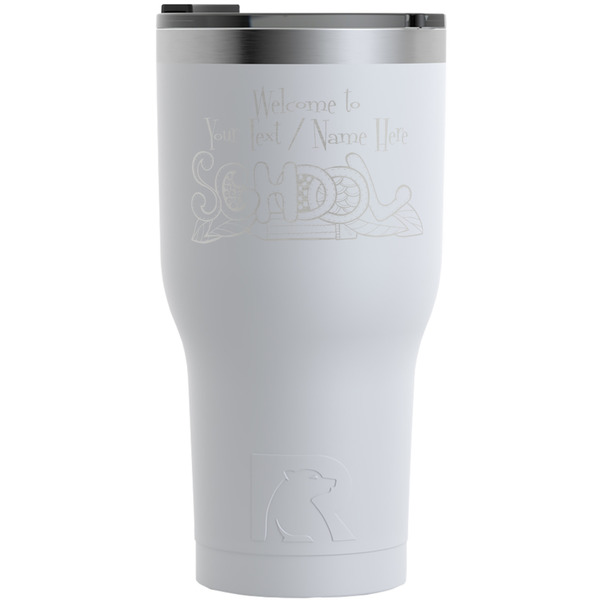 Custom Welcome to School RTIC Tumbler - White - Engraved Front (Personalized)