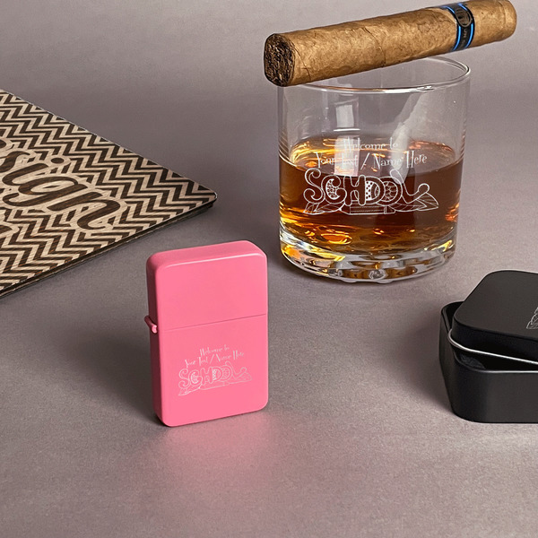 Welcome to School Windproof Lighters - Pink - In Context