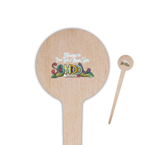 Custom Welcome to School 4" Round Wooden Food Picks - Single Sided (Personalized)
