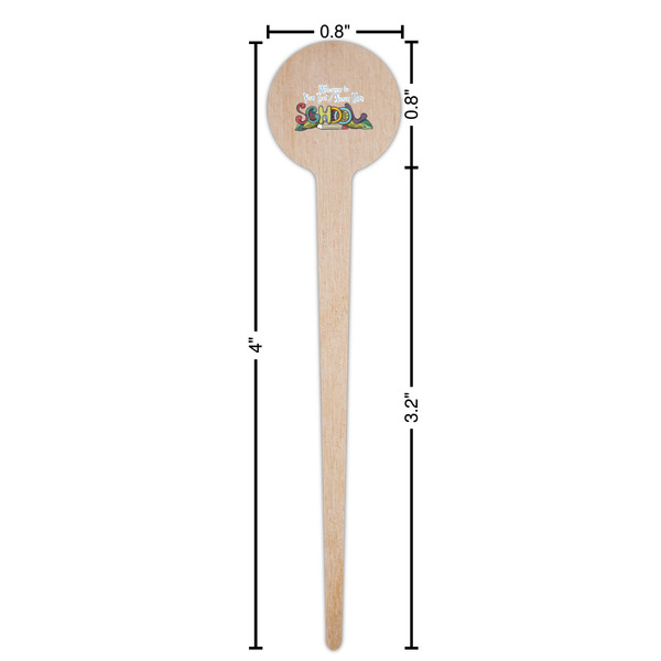 Welcome to School Wooden 4" Food Pick - Round - Dimensions
