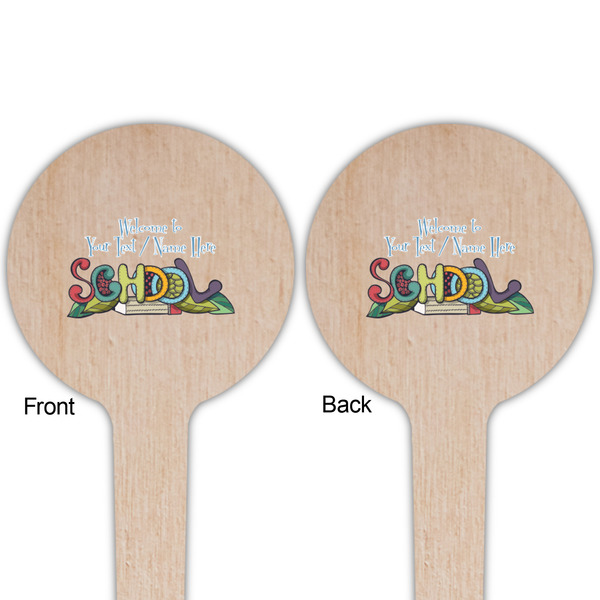 Welcome to School Wooden 4" Food Pick - Round - Double Sided - Front & Back
