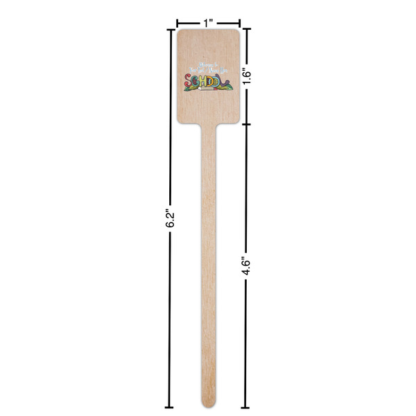 Welcome to School Wooden 6.25" Stir Stick - Rectangular - Dimensions