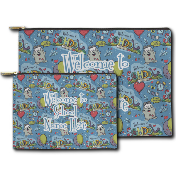 Welcome to School Zippered Pouches - Size Comparison
