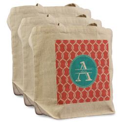 Linked Rope Reusable Cotton Grocery Bags - Set of 3 (Personalized)