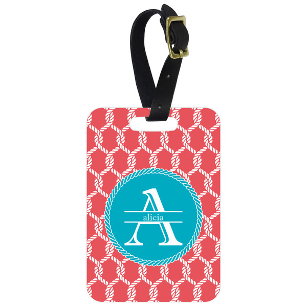 Custom Linked Rope Metal Luggage Tag w/ Name and Initial
