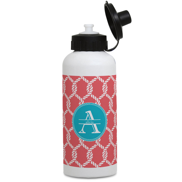 Custom Linked Rope Water Bottles - Aluminum - 20 oz - White (Personalized)