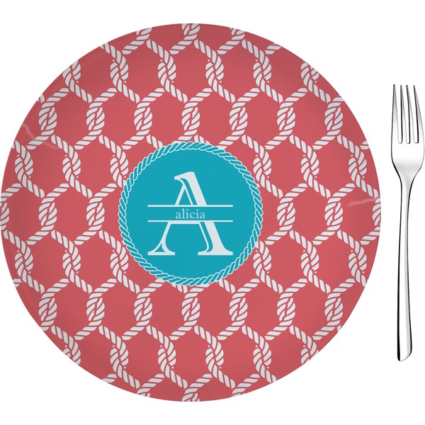 Custom Linked Rope 8" Glass Appetizer / Dessert Plates - Single or Set (Personalized)