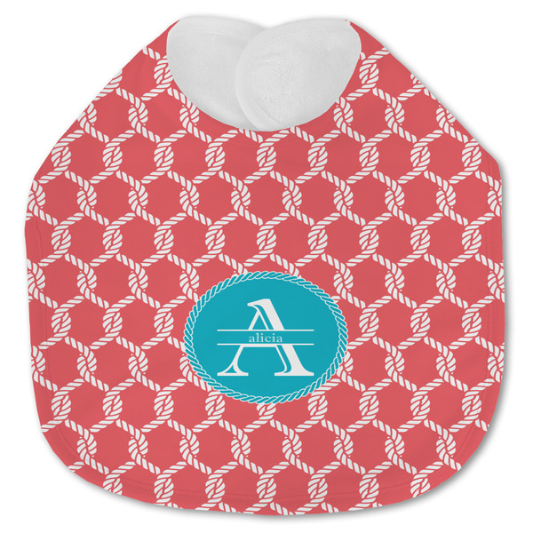 Custom Linked Rope Jersey Knit Baby Bib w/ Name and Initial