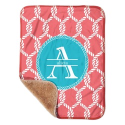 Linked Rope Sherpa Baby Blanket - 30" x 40" w/ Name and Initial