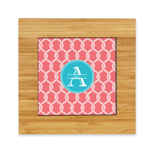 Custom Linked Rope Bamboo Trivet with Ceramic Tile Insert (Personalized)