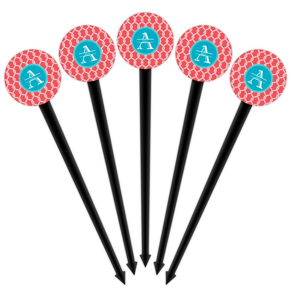 Linked Rope Black Plastic 4" Food Pick - Round - Fan View