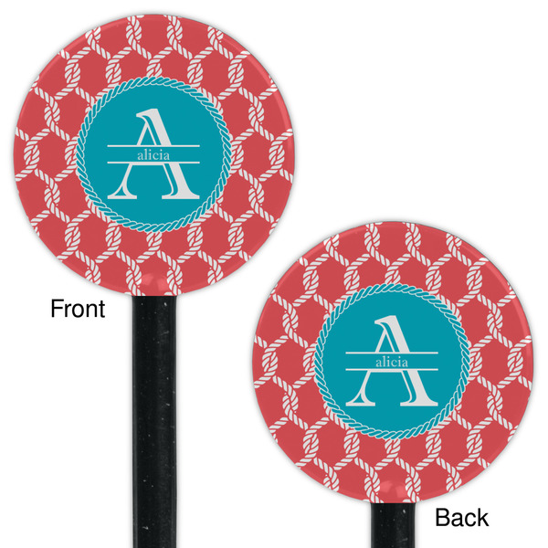 Linked Rope Black Plastic 5.5" Stir Stick - Double Sided - Round - Front & Back