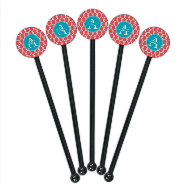 Linked Rope Black Plastic 5.5" Stir Stick - Round - Fan View