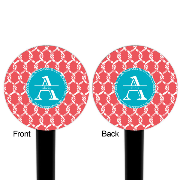 Linked Rope Black Plastic 6" Food Pick - Round - Double Sided - Front & Back