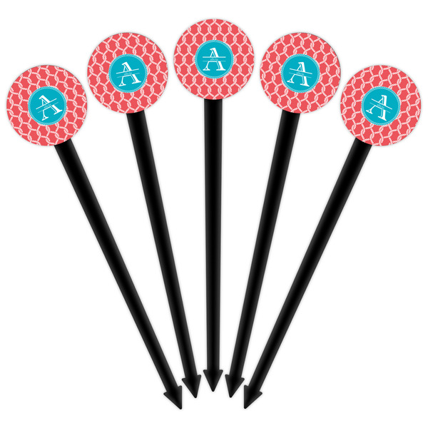 Linked Rope Black Plastic 6" Food Pick - Round - Fan View