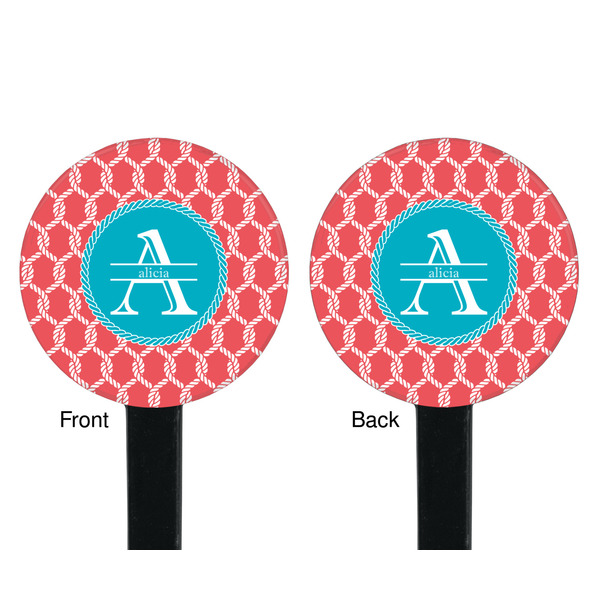 Linked Rope Black Plastic 7" Stir Stick - Double Sided - Round - Front & Back