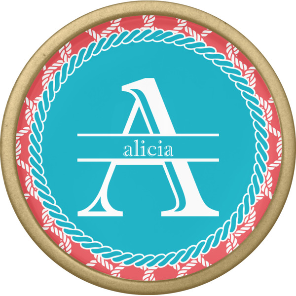 Linked Rope Cabinet Knob - Gold - Front