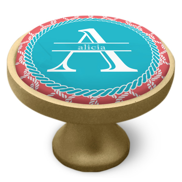 Linked Rope Cabinet Knob - Gold - Side