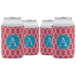 Linked Rope Can Cooler (12 oz) - Set of 4 w/ Name and Initial