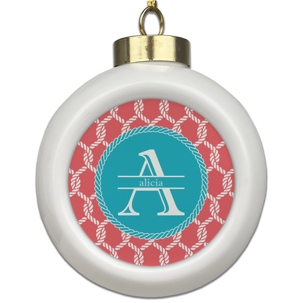 Custom Linked Rope Ceramic Ball Ornament (Personalized)