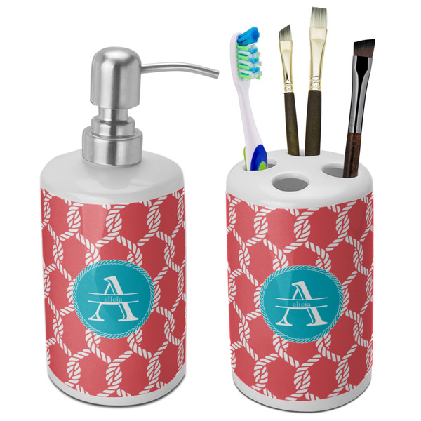 Custom Linked Rope Ceramic Bathroom Accessories Set (Personalized)