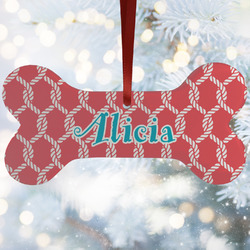 Linked Rope Ceramic Dog Ornament w/ Name and Initial