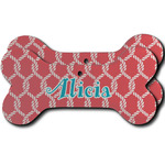 Linked Rope Ceramic Dog Ornament - Front & Back w/ Name and Initial