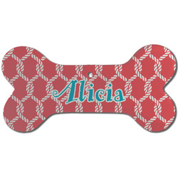 Linked Rope Ceramic Dog Ornament - Front w/ Name and Initial
