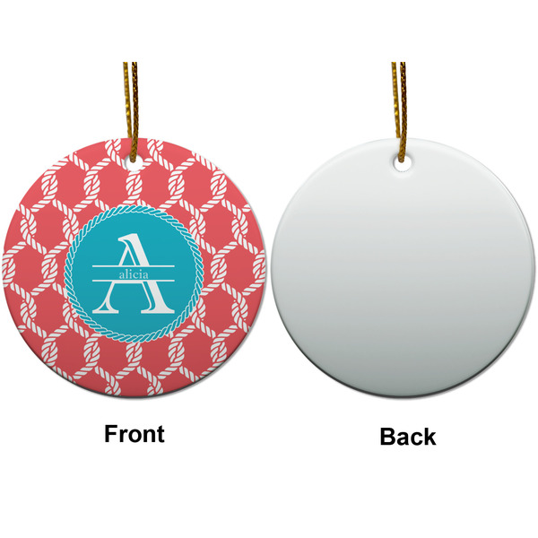 Linked Rope Ceramic Flat Ornament - Circle Front & Back (APPROVAL)
