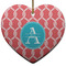 Linked Rope Ceramic Flat Ornament - Heart (Front)