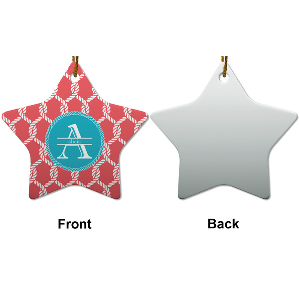 Linked Rope Ceramic Flat Ornament - Star Front & Back (APPROVAL)