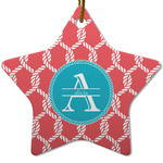 Linked Rope Star Ceramic Ornament w/ Name and Initial