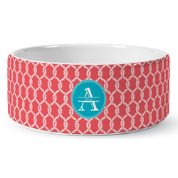 Linked Rope Ceramic Dog Bowl (Personalized)