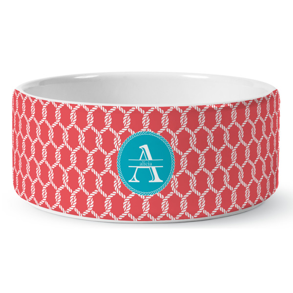 Custom Linked Rope Ceramic Dog Bowl (Personalized)