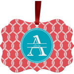 Linked Rope Metal Frame Ornament - Double Sided w/ Name and Initial